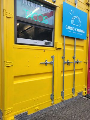 Rather than food trucks, this area's vendors use cargo containers. at Cargo Cantina in North Kansas City