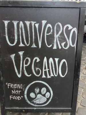 sign outside at Universo Vegano in Rome