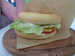 vegan omelette sandwich  at Universo Vegano in Rome