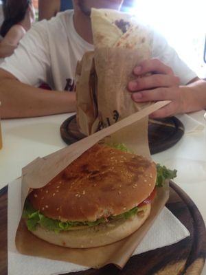 Vegan hamburger  at Universo Vegano in Rome