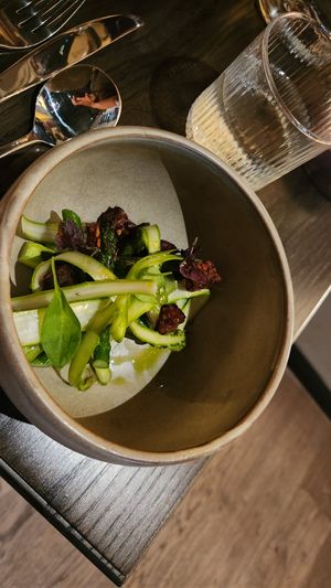 Tempeh + asparagus at Toast & Oak in Queenstown