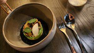 Potato and kiwi dessert at Toast & Oak in Queenstown