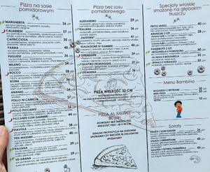 Menu/Speisekarte at Da Alessandro Pizzeria e Cucina Italiana in Olsztyn