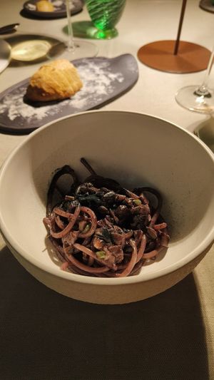 Spaghettone with asparagus at Il Convivio Troiani in Rome