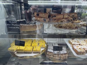 House made stuff on the top shelf, Nat’s raw bars on the second shelf.  at White Lion Baking Company  in Mashpee