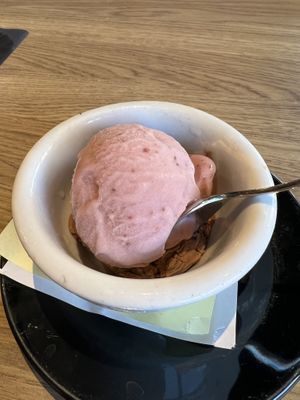 Strawberry and chocolate vegan ice cream  at Wheat Penny Oven and Bar in Dayton