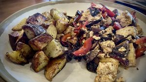 Tofu scrambled with potatoes  at Wheat Penny Oven and Bar in Dayton