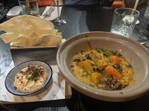 Pumpkin tagine, pappadums, houmous   at Bistro op 3 in Medemblik