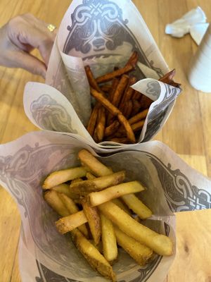 Regular and sweet potato fries   at Konga Burger - San Francisco in Chihuahua