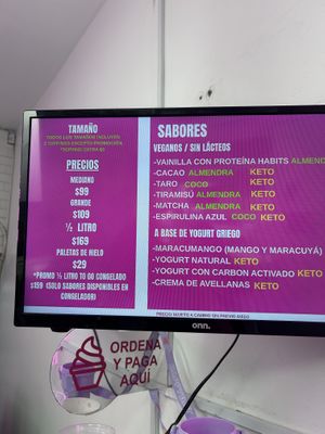 Menú   at Veggie Froyo in Chihuahua