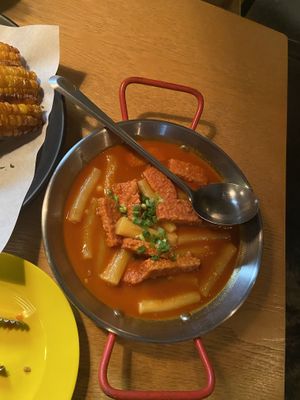 Vegan 떡볶이 with vegan spam   at Chicken in the Kitchen in Seoul