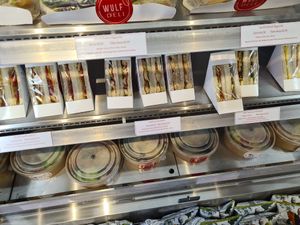 Prepackaged vegan options at Wulf Deli in London