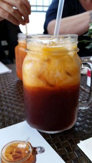 Thai iced tea at Veggie House in Los Angeles