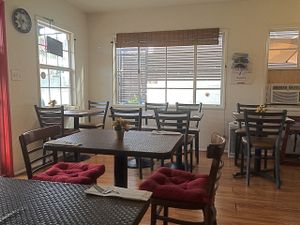 Restaurant indoor seating. at Veggie House in Los Angeles