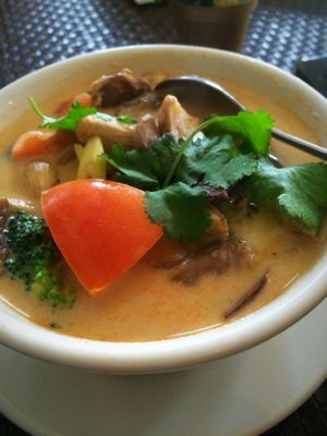 Delicious Tom Kha Soup at Veggie House in Los Angeles