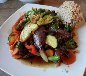Spicy eggplant at Veggie House in Los Angeles