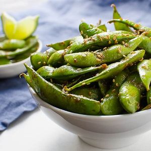 Garlic Edamame  at Veggie House in Los Angeles