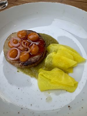 Koolrabi - gefermenteerde courgette - groene Szechuan - abrikoos   at BROEI in Amersfoort