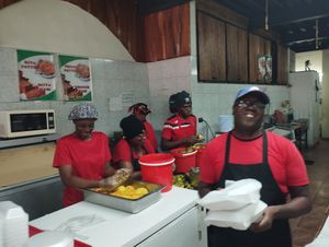 Staff at Hardline Vegetarian Health Foods in Port Of Spain
