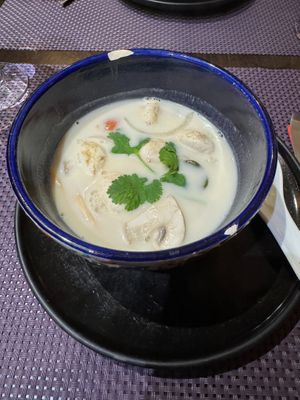 Thai style soup with coconut milk at Suan Thai in Alicante