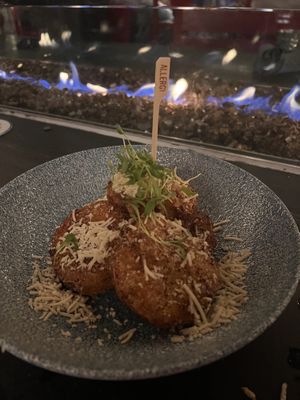 Vegan potato cakes  at Disneyland - Lamplight Lounge  in Anaheim