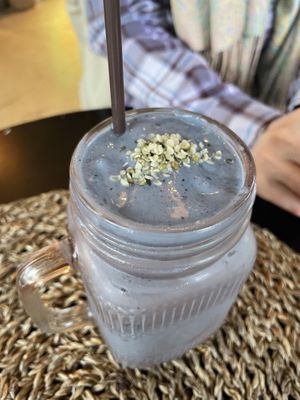 Blue spirulina yummy smoothie  at Skybowl Cafe  in Seattle
