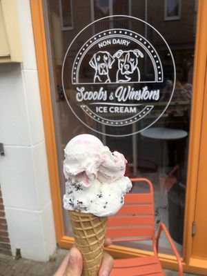 raspberry swirl stracciatella  at IJssalon Scoobs & Winstons in Alkmaar