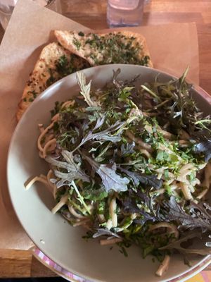 pasta and garlic bread  at Cafe Ulla Terkelsen in Aalborg