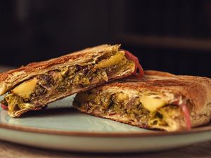 Grilled potato & pesto ciabatta at Mitzi Coffee & Brunch in Barcelona