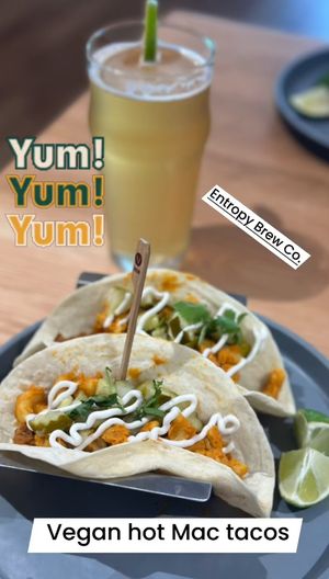 Vegan hot mac and cheese tacos!  at Entropy Brewing Co in Miamisburg
