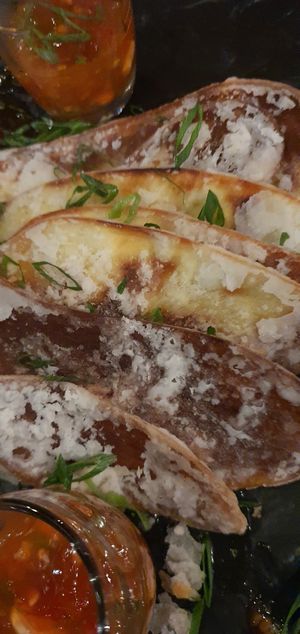 Fried sweet potato slices at East in Le Morne