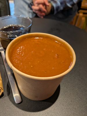 Tomato and chipotle bean soup at Peerie Shop Cafe in Lerwick