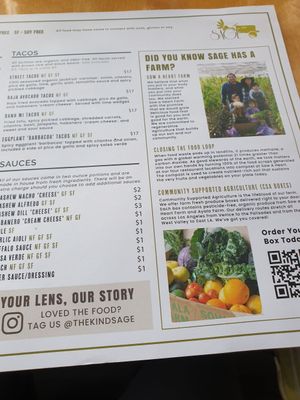 menu at Sage Bistro - Cloud Kitchen in Culver City