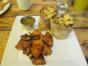 Tofu scramble breakfast burrito at Sage Bistro - Cloud Kitchen in Culver City