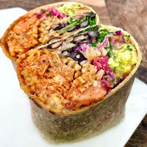 Vegan Fiesta Burrito with Jackfruit Carnitas  at Sage Bistro - Cloud Kitchen in Culver City