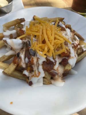 Chili cheese fries. SO SO GOOD!  at Sage Bistro - Cloud Kitchen in Culver City