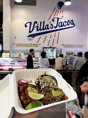 Comes with pico & cilantro, which I removed  at Villa's Tacos in Los Angeles