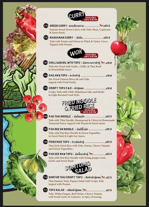 Latest vegan menu (taken 15/5/25)  at Doodeeboran in Brisbane