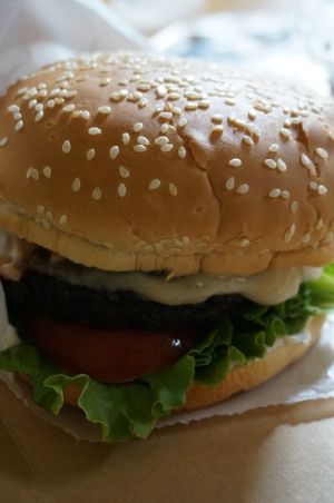 Cheeseburger at Pacchamama in Lima