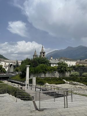 The view from the terrace   at Cibo in Aosta
