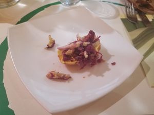 Bruschetta with vegan Mayonnaise and cabbage at Cibo in Aosta