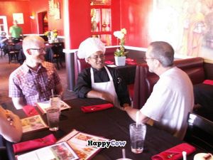 Chef Pat came out to make sure that we were all happy with our choices and the service~ at Thai Vegan in Santa Fe