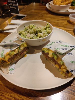 Diablo quesadilla and pesto pasta at Veggie Grill by Next Level - Downtown in Seattle