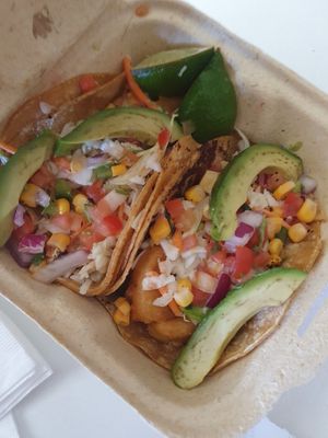 Fish tacos at Veggie Grill by Next Level - Downtown in Seattle