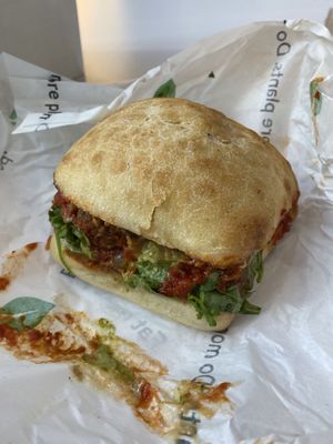 Meatball sub on ciabatta  at Veggie Grill by Next Level - Downtown in Seattle