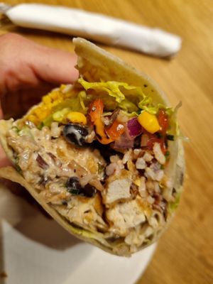 7 layer buritto with extra chicken at Veggie Grill by Next Level - Downtown in Seattle
