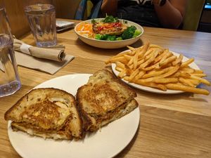 Reuben Sandwich and Fries at Veggie Grill by Next Level - Downtown in Seattle