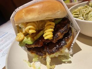 Mac burger  at Veggie Grill by Next Level - Downtown in Seattle