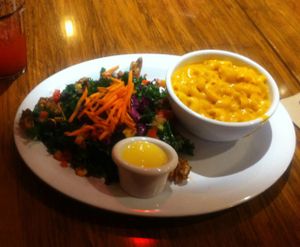 So good - mac'n'cheese and strawberry lemonade at Veggie Grill by Next Level - Downtown in Seattle