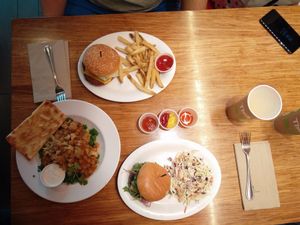 nice burgers and some chickpeas stuff at Veggie Grill by Next Level - Downtown in Seattle